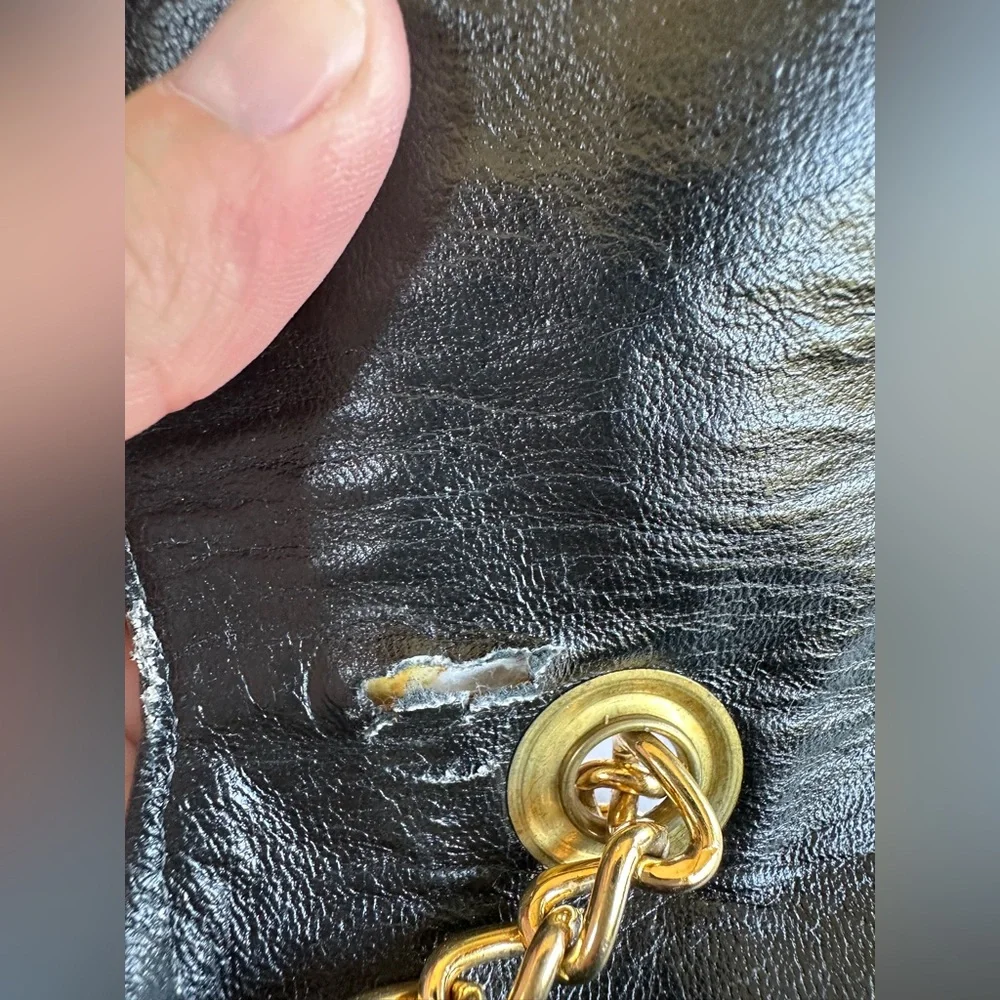 Vintage Annere Elegant Black Purse with Gold Chain Made in Venezuela